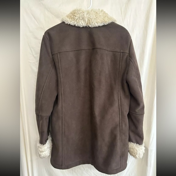Liz Claiborne Coat Women’s Size Medium Brown Suede Faux Fur Lined - Picture 2 of 7